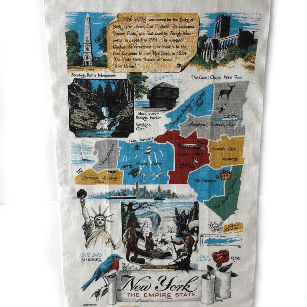NOS  Vintage New York State Kitchen Towel Kay Dee Linen USA